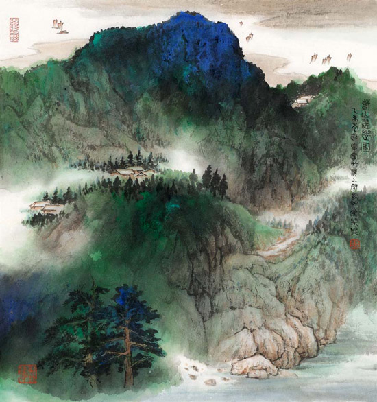 春山翠峦图 48x45cm 2014年