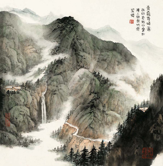 青霭秀峰图 34x34cm 2016年