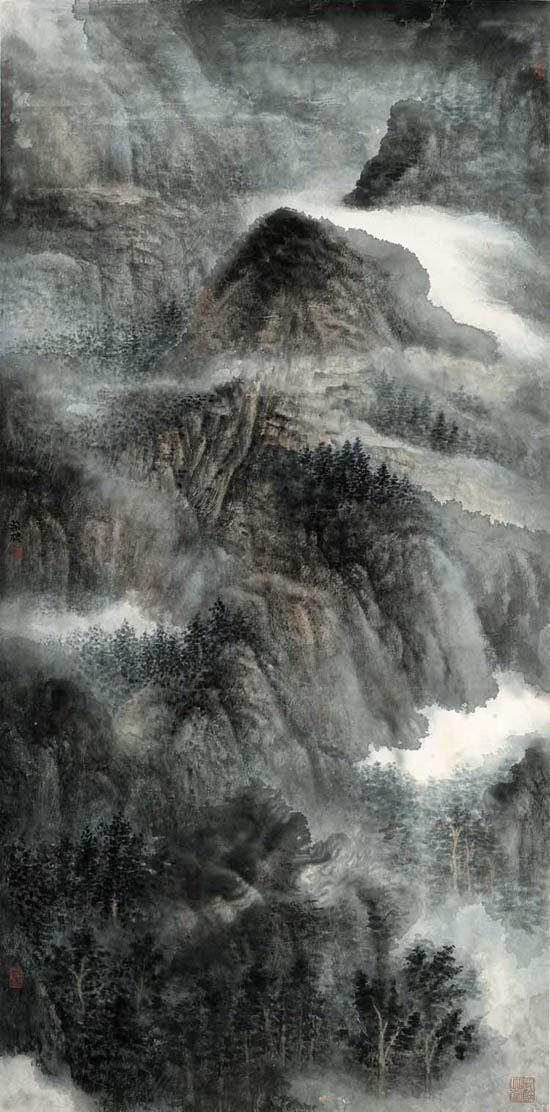 秋山晚霭 136 x67cm 2007年